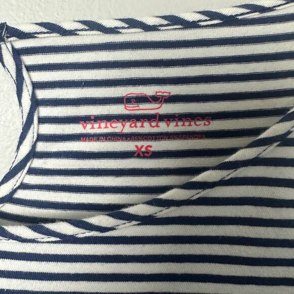 Vineyard Vines Stripe Flutter Sleeve Flounce Dress Navy Blue White Nautical XS. - Picture 5 of 9